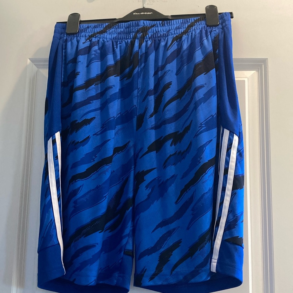 Adidas Shorts, Blue/Black print, Sz. XL (18/20).